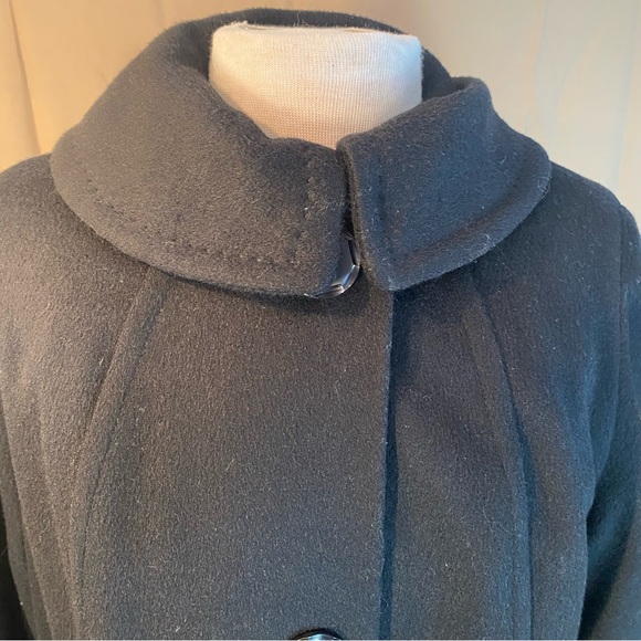 Vintage Black Button Down Round Collar Coat - Picture 7 of 12